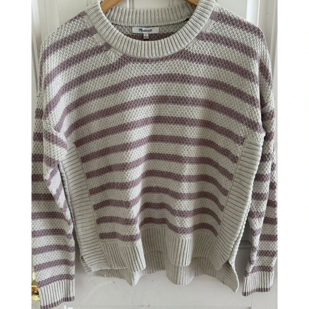 NWT Madewell Women’s knit striped sweater cream size S cabincore cozy - Picture 1 of 7